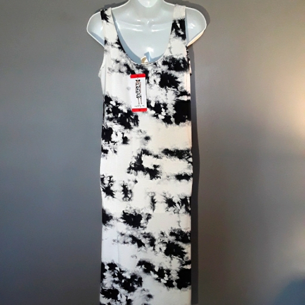 Matty M black white tie dye knit dress, M - Picture 5 of 5